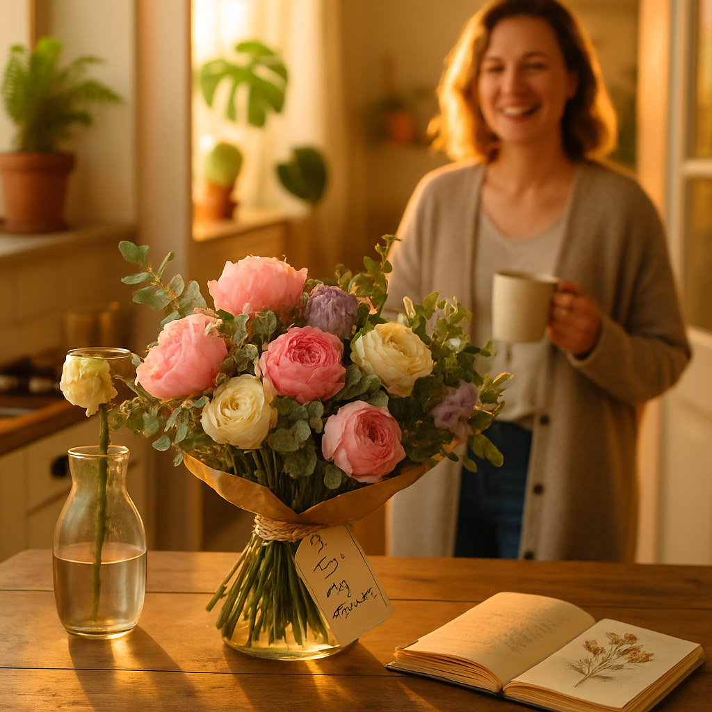 A close-up of plants and floral arrangements used for home styling
